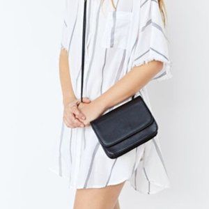 Silence + Noise Minimalist Mini Black Leather Crossbody Bag